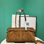 Prada Medium Suede Handbag 1BA426 Coffee